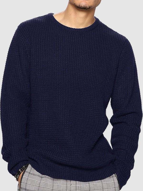 Pull en maille à col ras du cou pour homme coupe décontractée