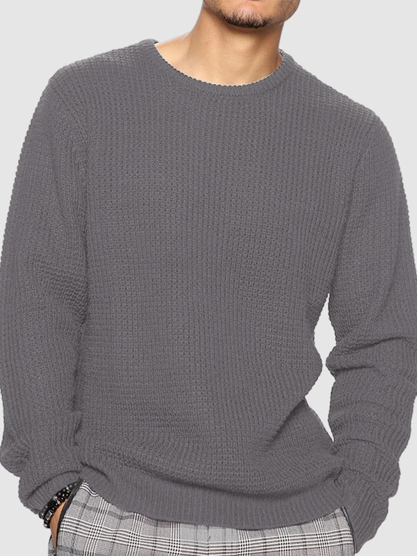 Pull en maille à col ras du cou pour homme coupe décontractée