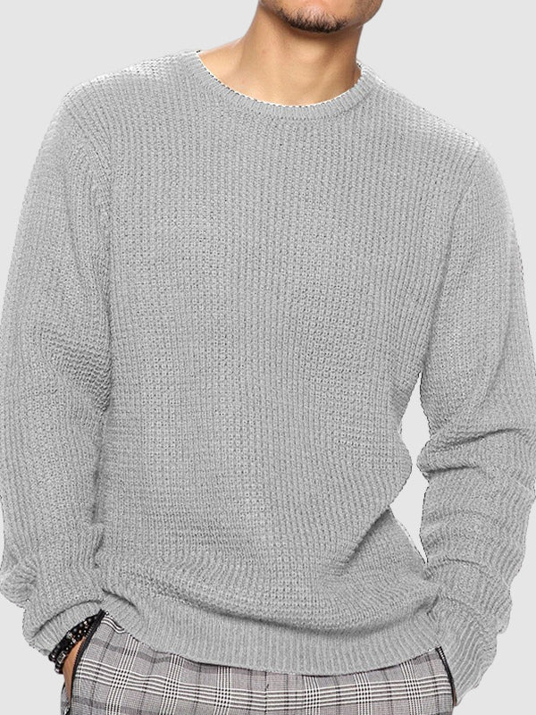 Pull en maille à col ras du cou pour homme coupe décontractée