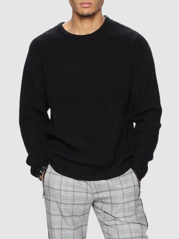 Pull en maille à col ras du cou pour homme coupe décontractée