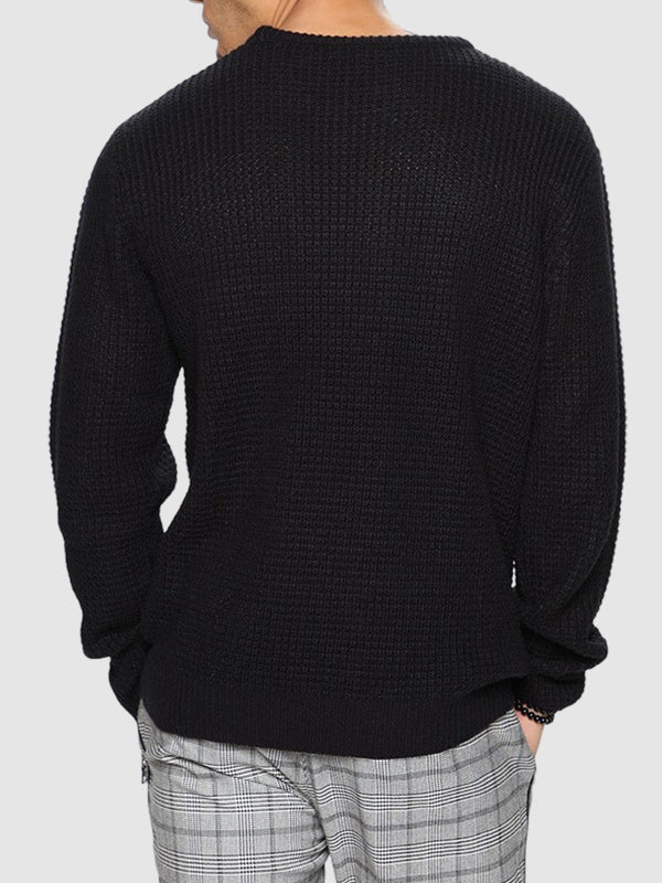 Pull en maille à col ras du cou pour homme coupe décontractée