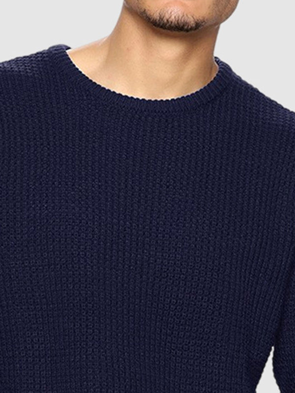 Pull en maille à col ras du cou pour homme coupe décontractée