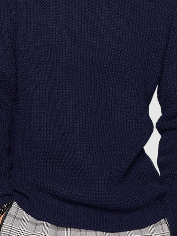 Pull en maille à col ras du cou pour homme coupe décontractée