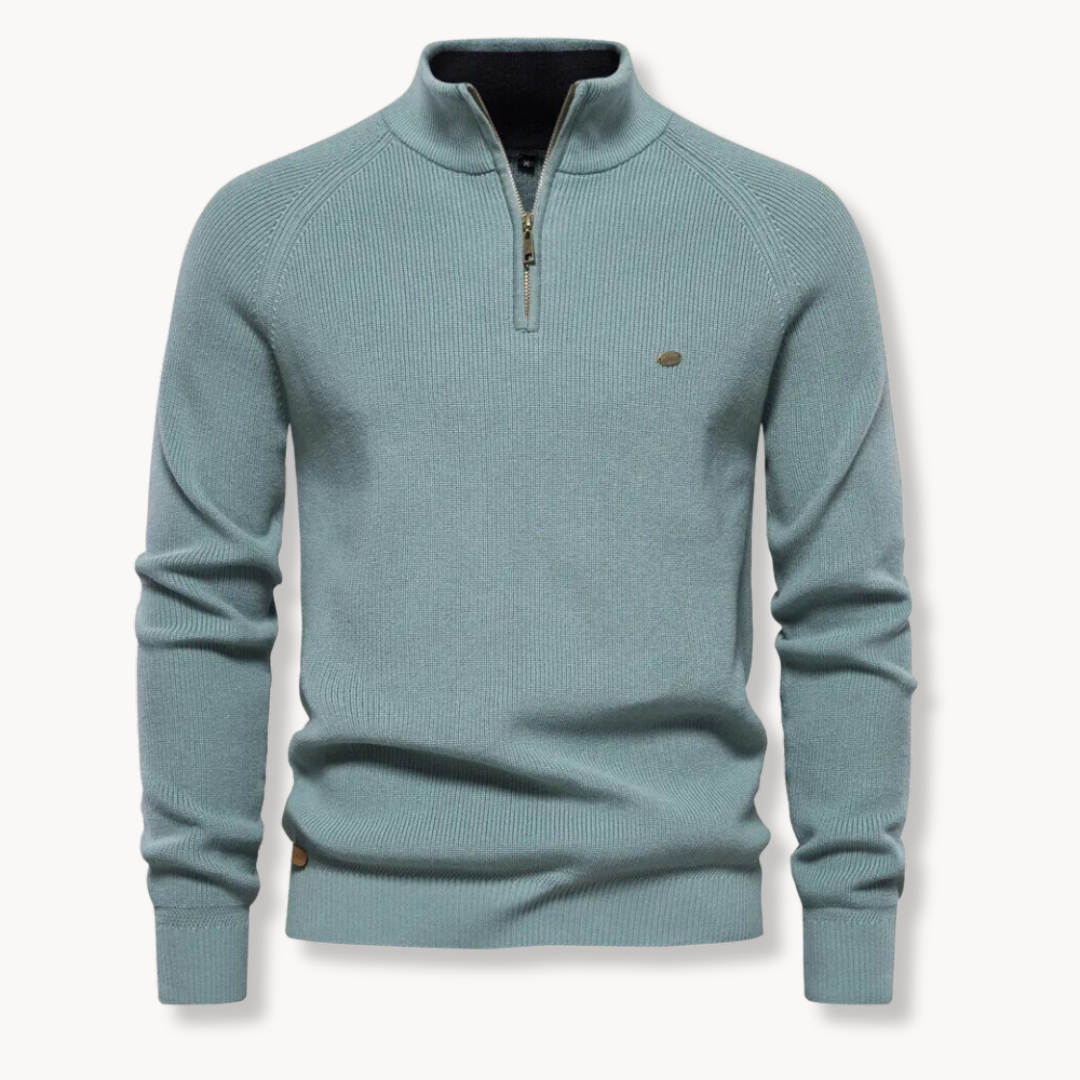 Pull en maille à demi-zip et côtes pour homme