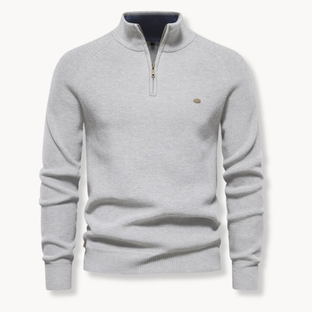 Pull en maille à demi-zip et côtes pour homme