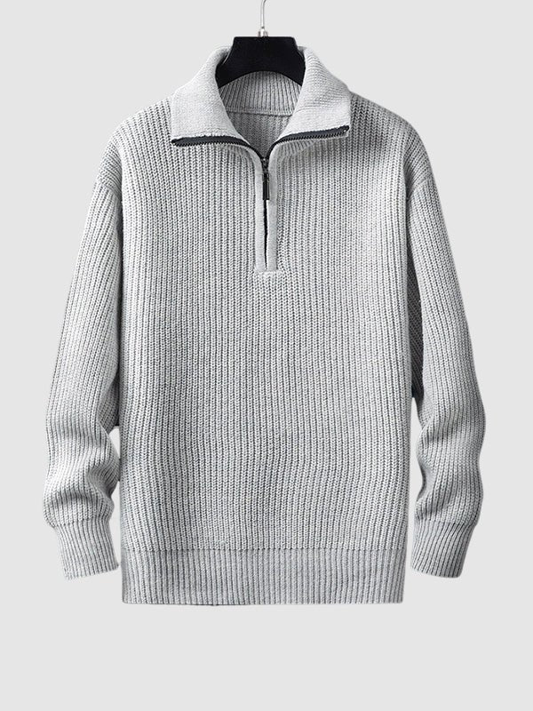 Pull en maille côtelée à demi-zip pour homme