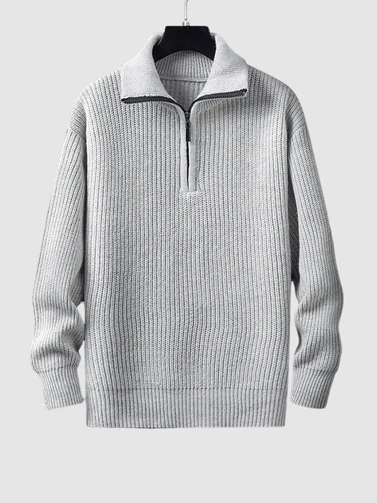 Pull en maille côtelée à demi-zip pour homme