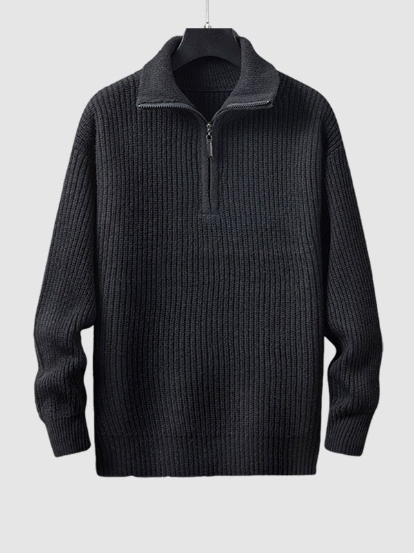 Pull en maille côtelée à demi-zip pour homme