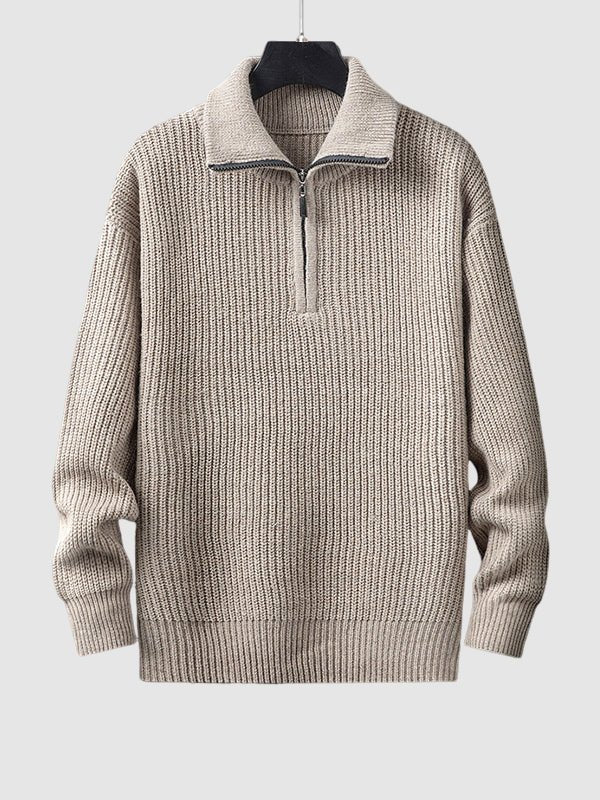 Pull en maille côtelée à demi-zip pour homme