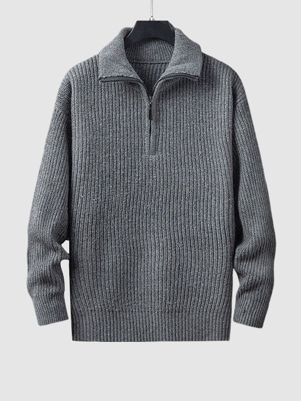 Pull en maille côtelée à demi-zip pour homme