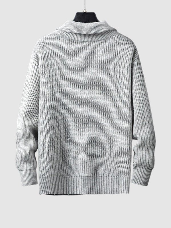 Pull en maille côtelée à demi-zip pour homme