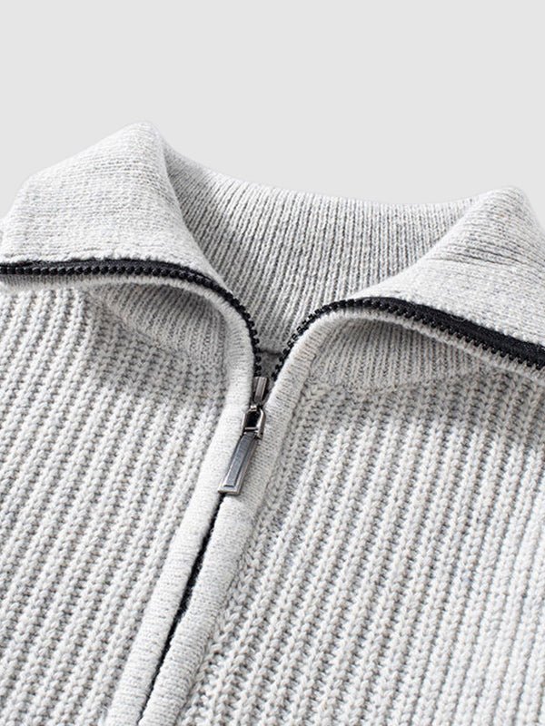 Pull en maille côtelée à demi-zip pour homme