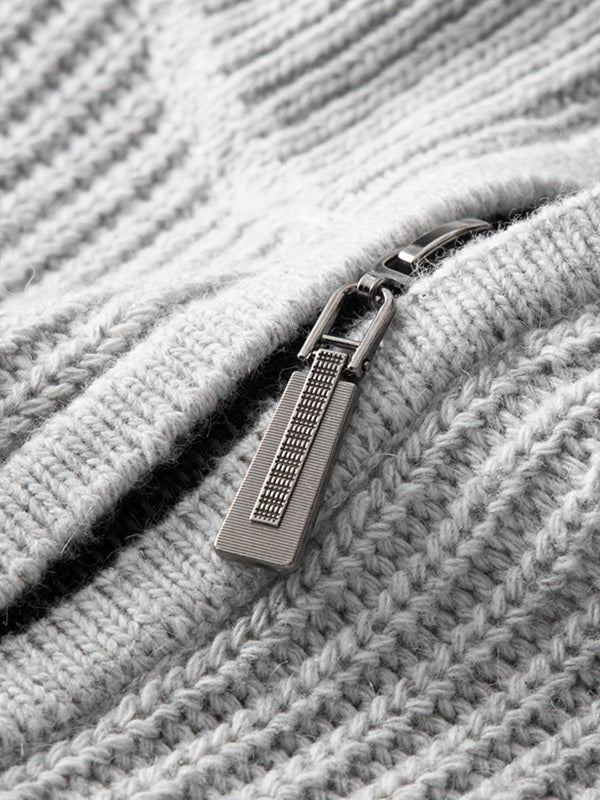 Pull en maille côtelée à demi-zip pour homme