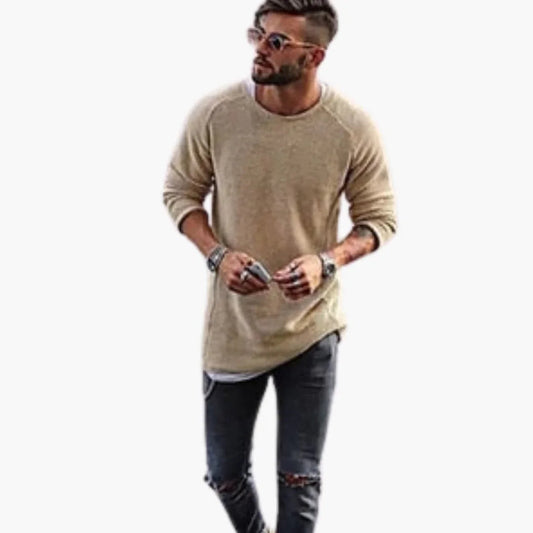 Pull en maille pour homme avec col rond et finitions côtelées