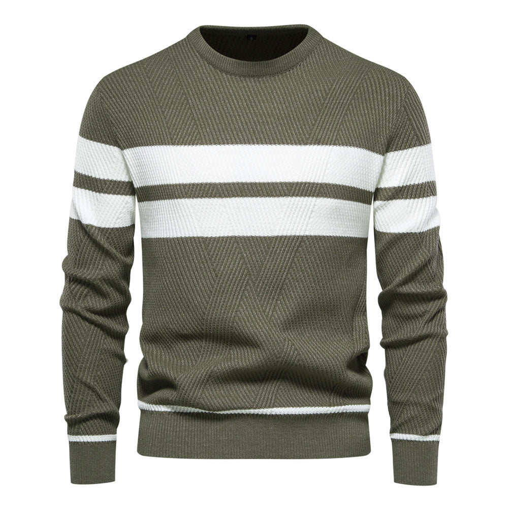 Pull en maille rayé à col rond pour homme