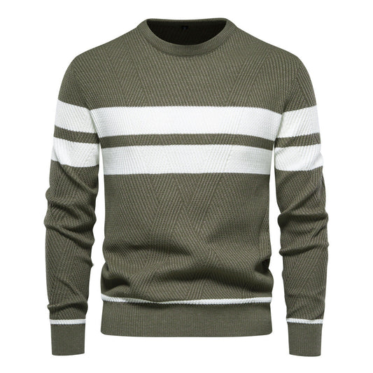 Pull en maille rayé à col rond pour homme