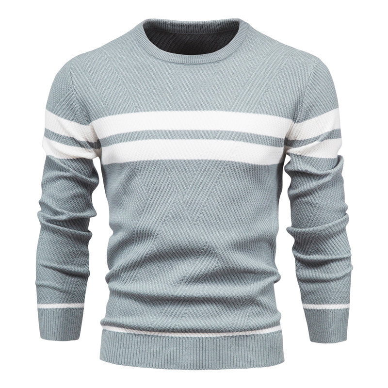 Pull en maille rayé à col rond pour homme