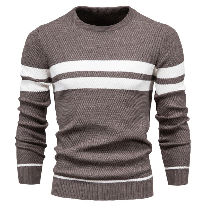 Pull en maille rayé à col rond pour homme