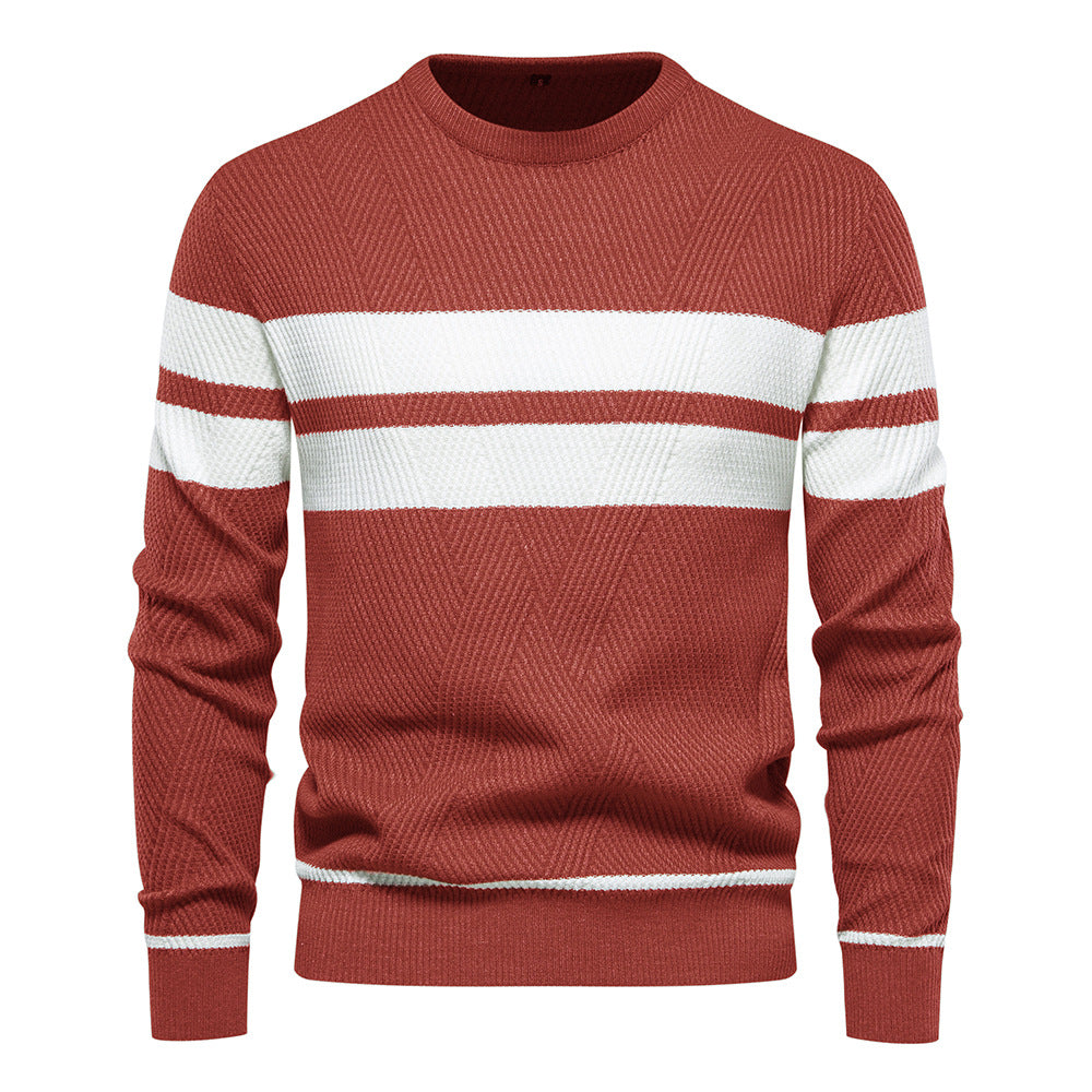 Pull en maille rayé à col rond pour homme