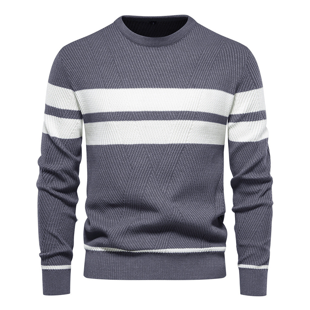 Pull en maille rayé à col rond pour homme