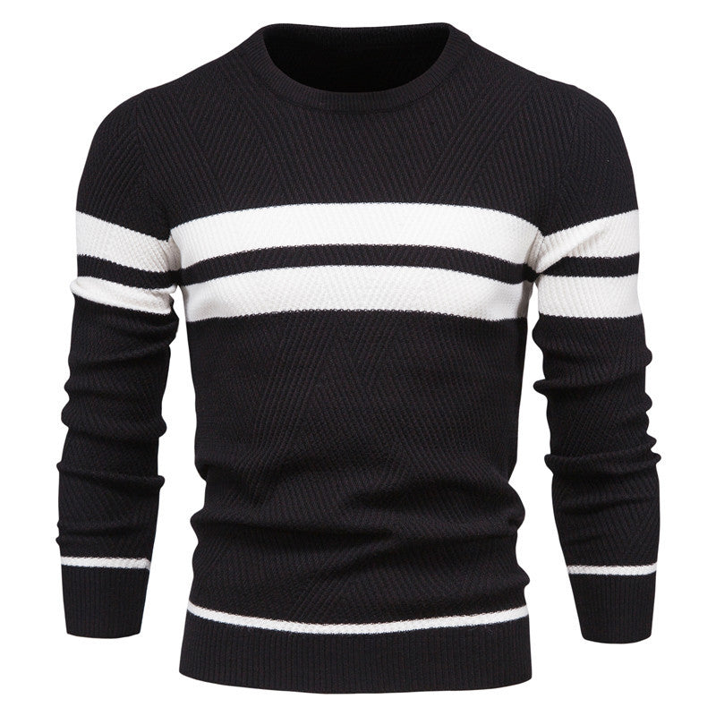 Pull en maille rayé à col rond pour homme