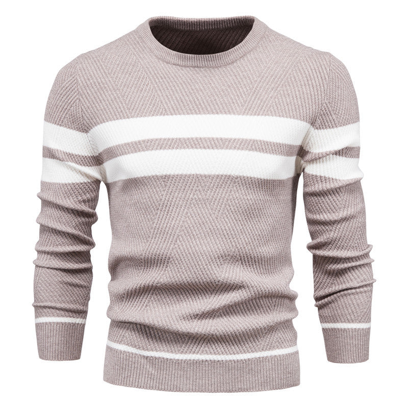 Pull en maille rayé à col rond pour homme