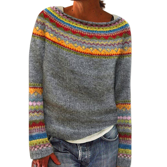 Pull en maille vintage pour femme à motif rétro