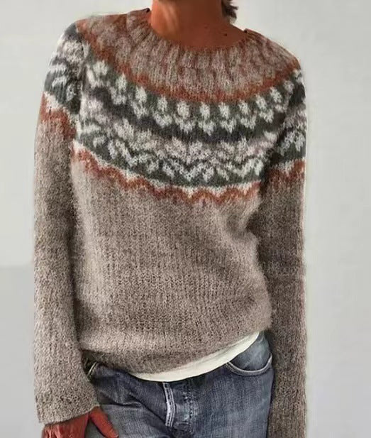 Pull en maille vintage pour femme à motif rétro