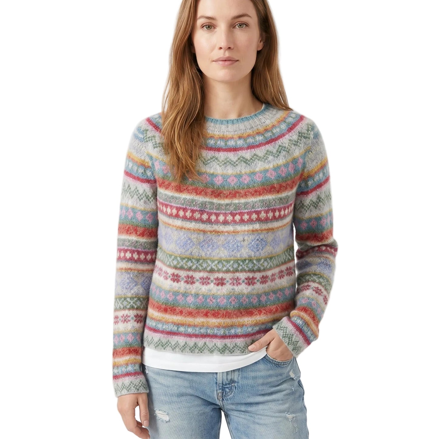 Pull en maille vintage pour femme à motif rétro