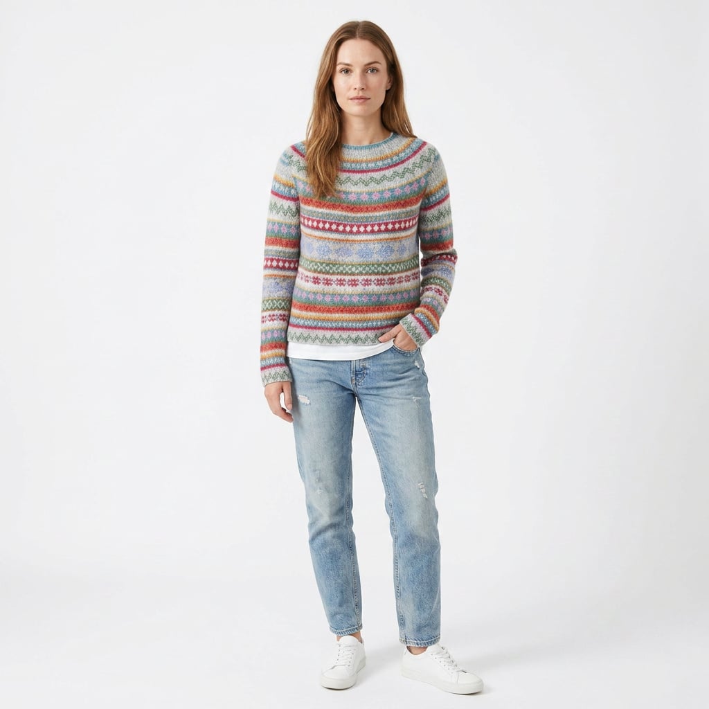 Pull en maille vintage pour femme à motif rétro