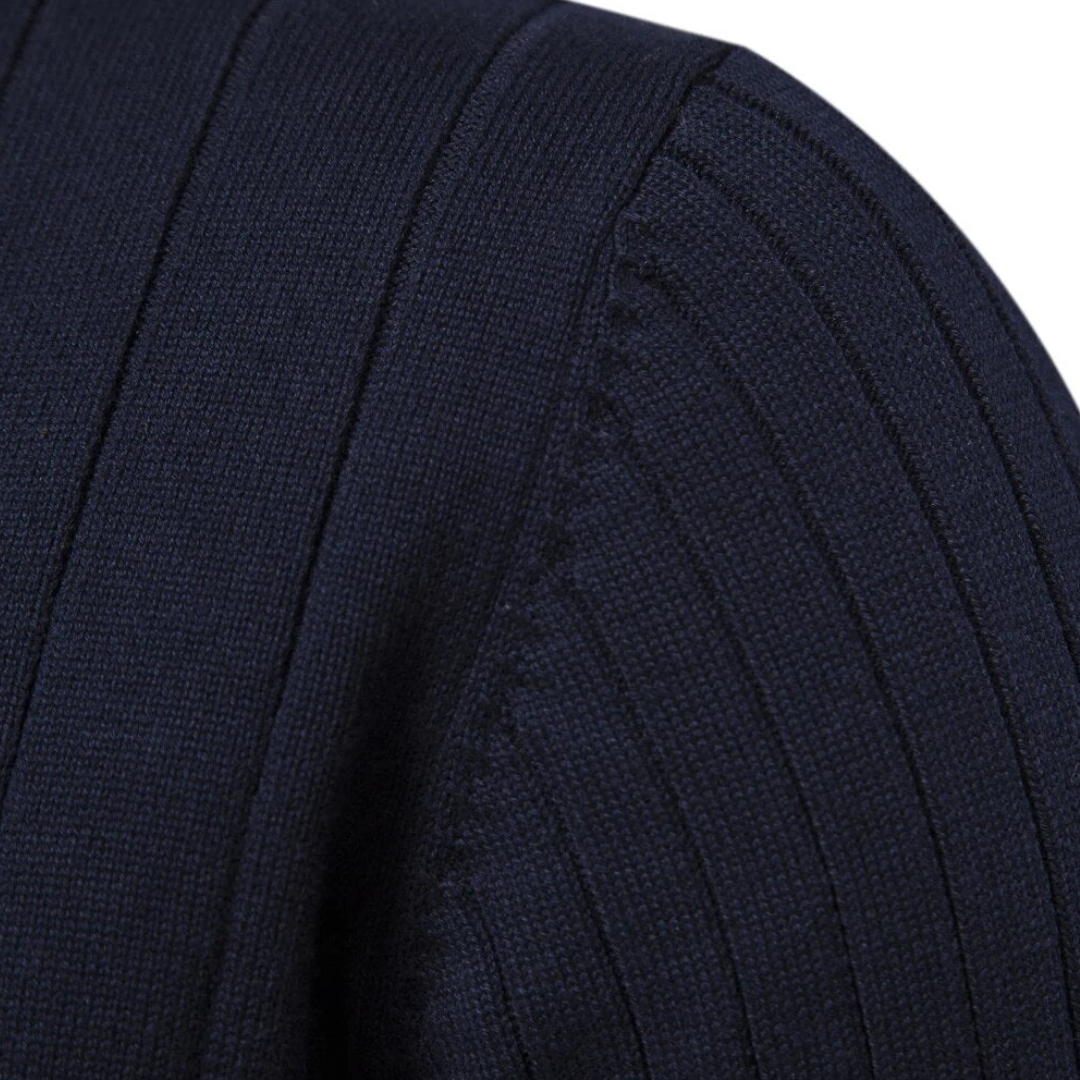 Pull en tricot à demi-zip pour homme à rayures côtelées