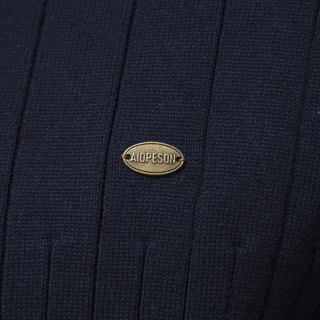 Pull en tricot à demi-zip pour homme à rayures côtelées