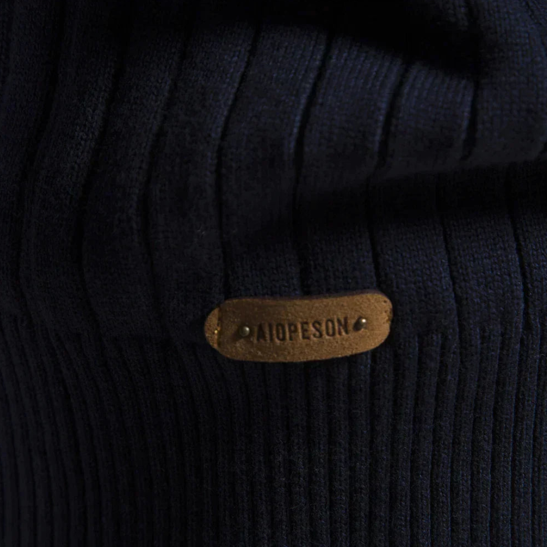 Pull en tricot à demi-zip pour homme à rayures côtelées