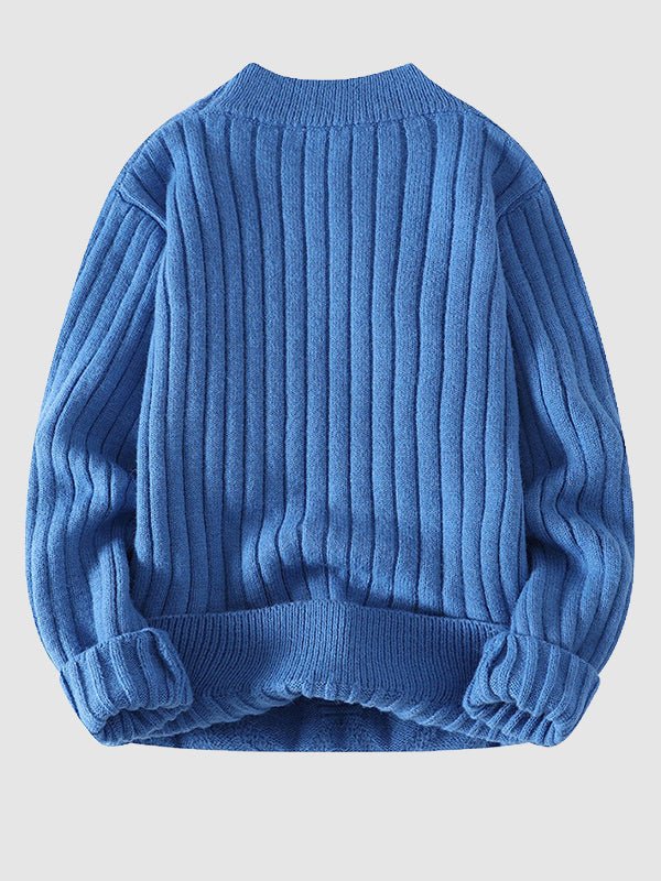 Pull en tricot à torsades et col rond pour homme