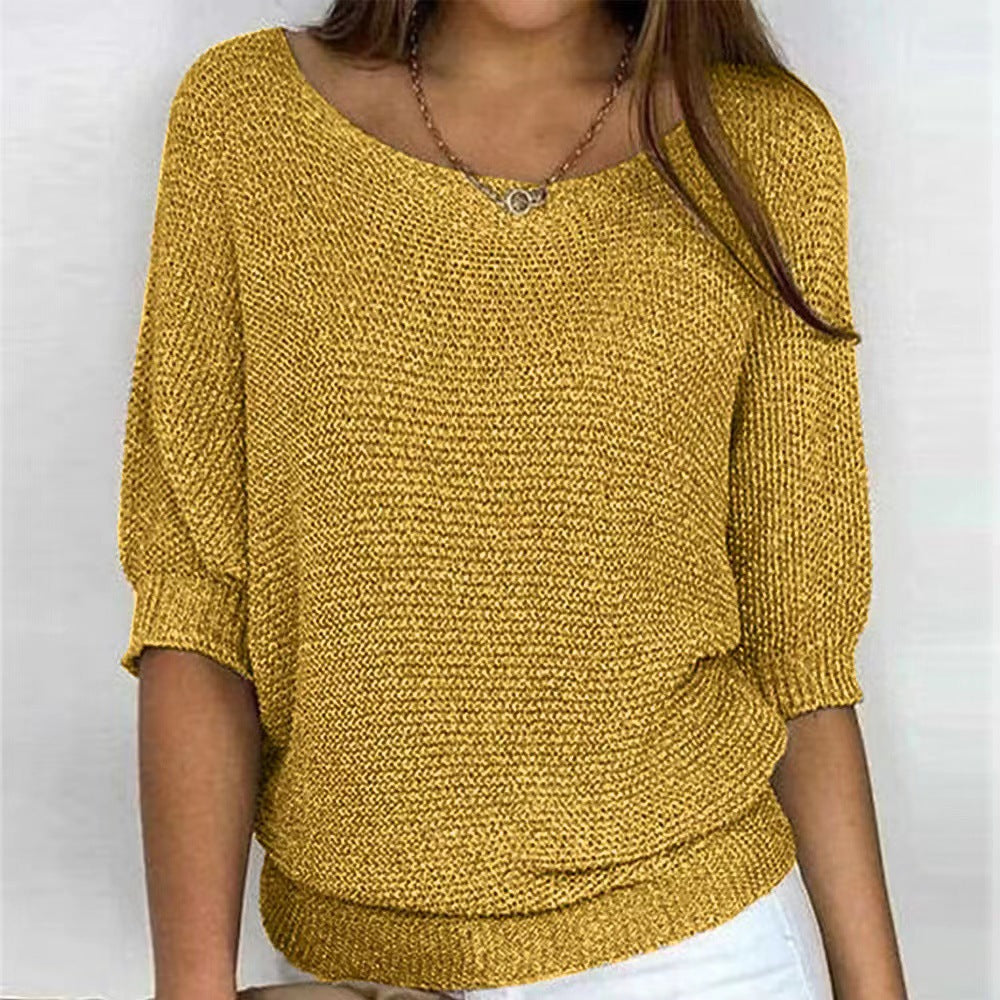 Pull en tricot ample pour femme avec manches 3/4