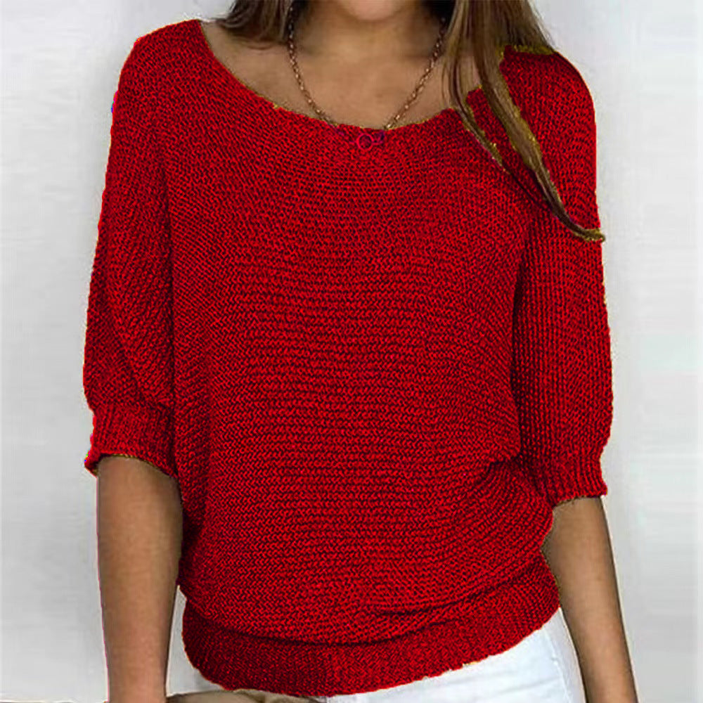 Pull en tricot ample pour femme avec manches 3/4