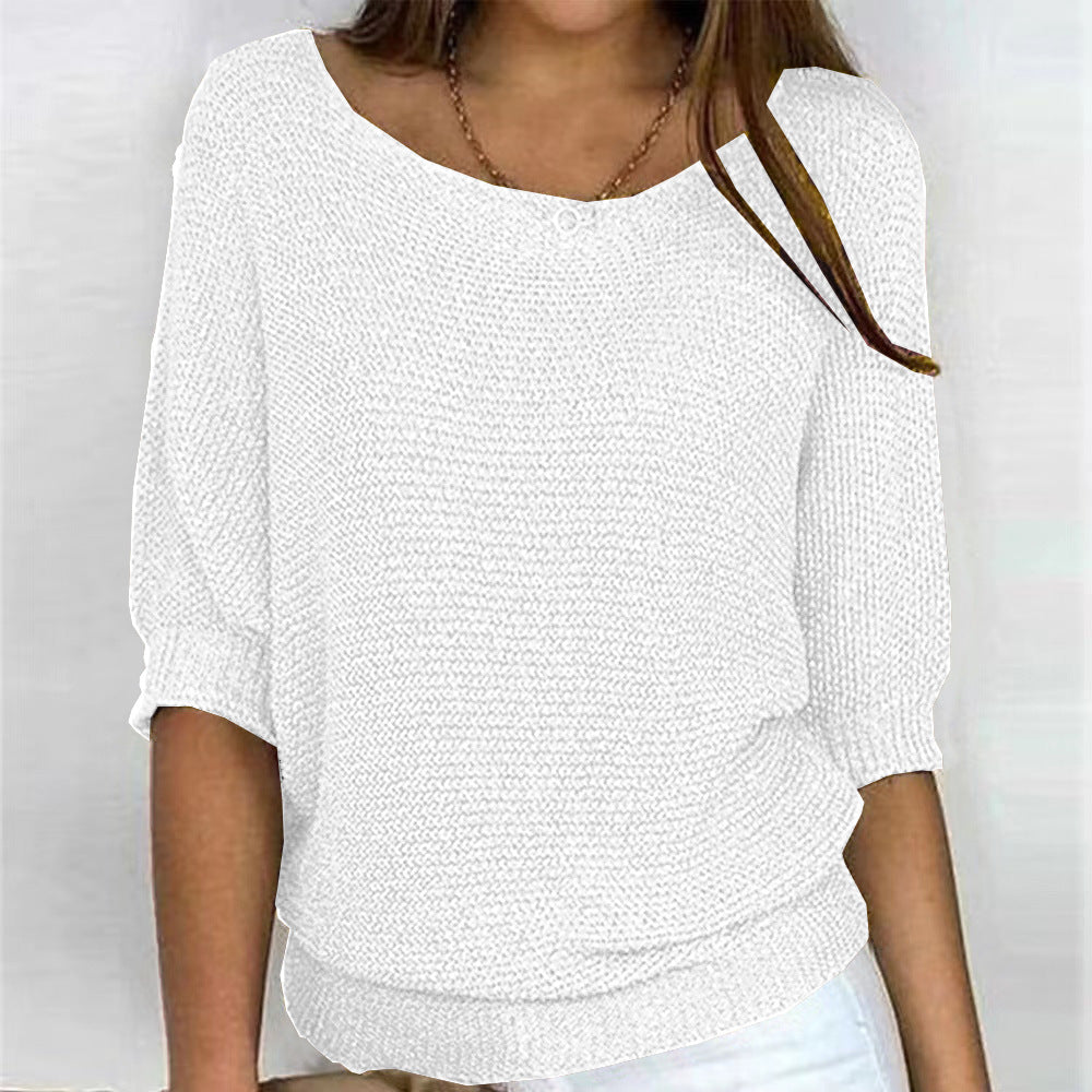 Pull en tricot ample pour femme avec manches 3/4