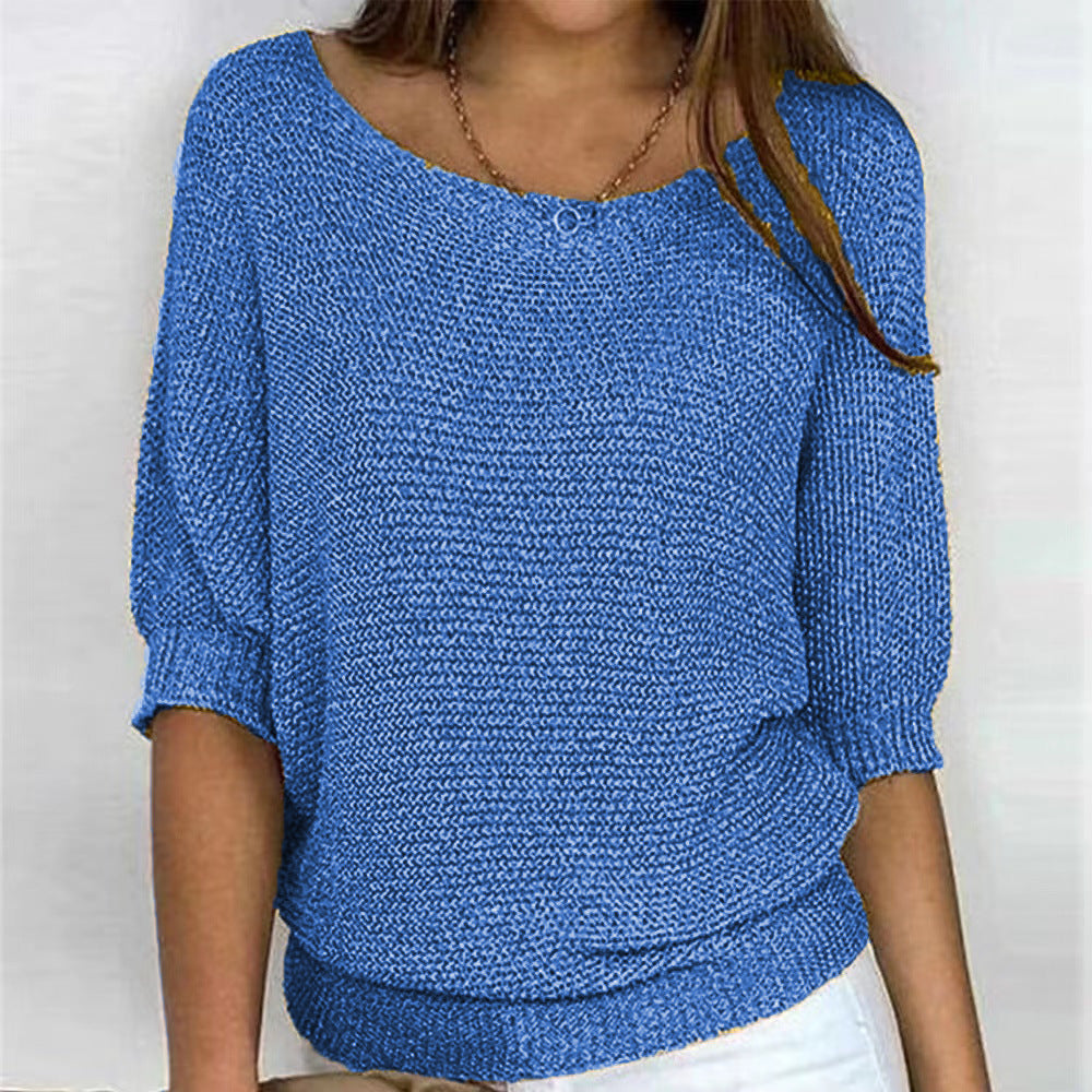Pull en tricot ample pour femme avec manches 3/4