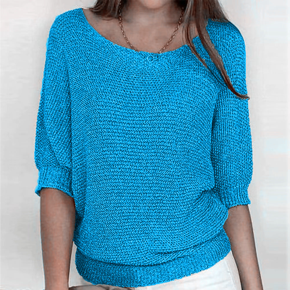 Pull en tricot ample pour femme avec manches 3/4