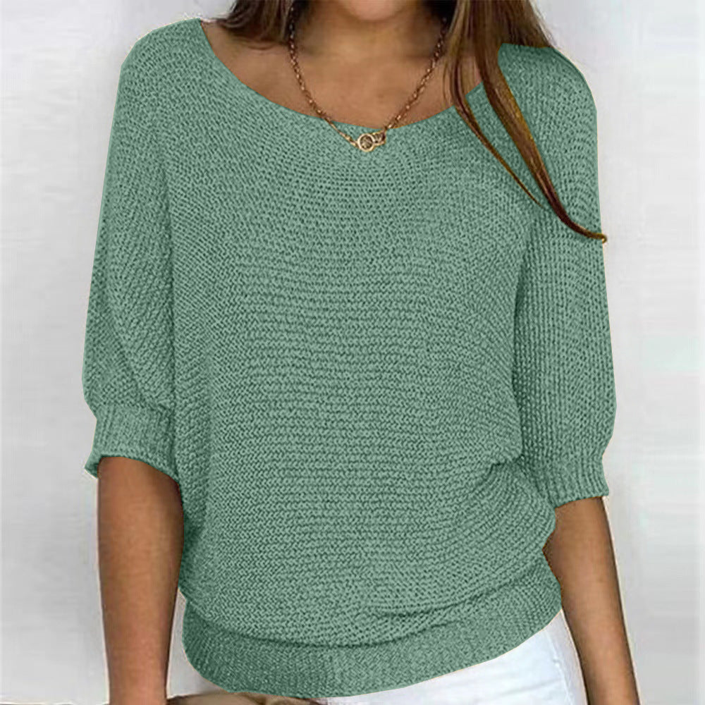 Pull en tricot ample pour femme avec manches 3/4