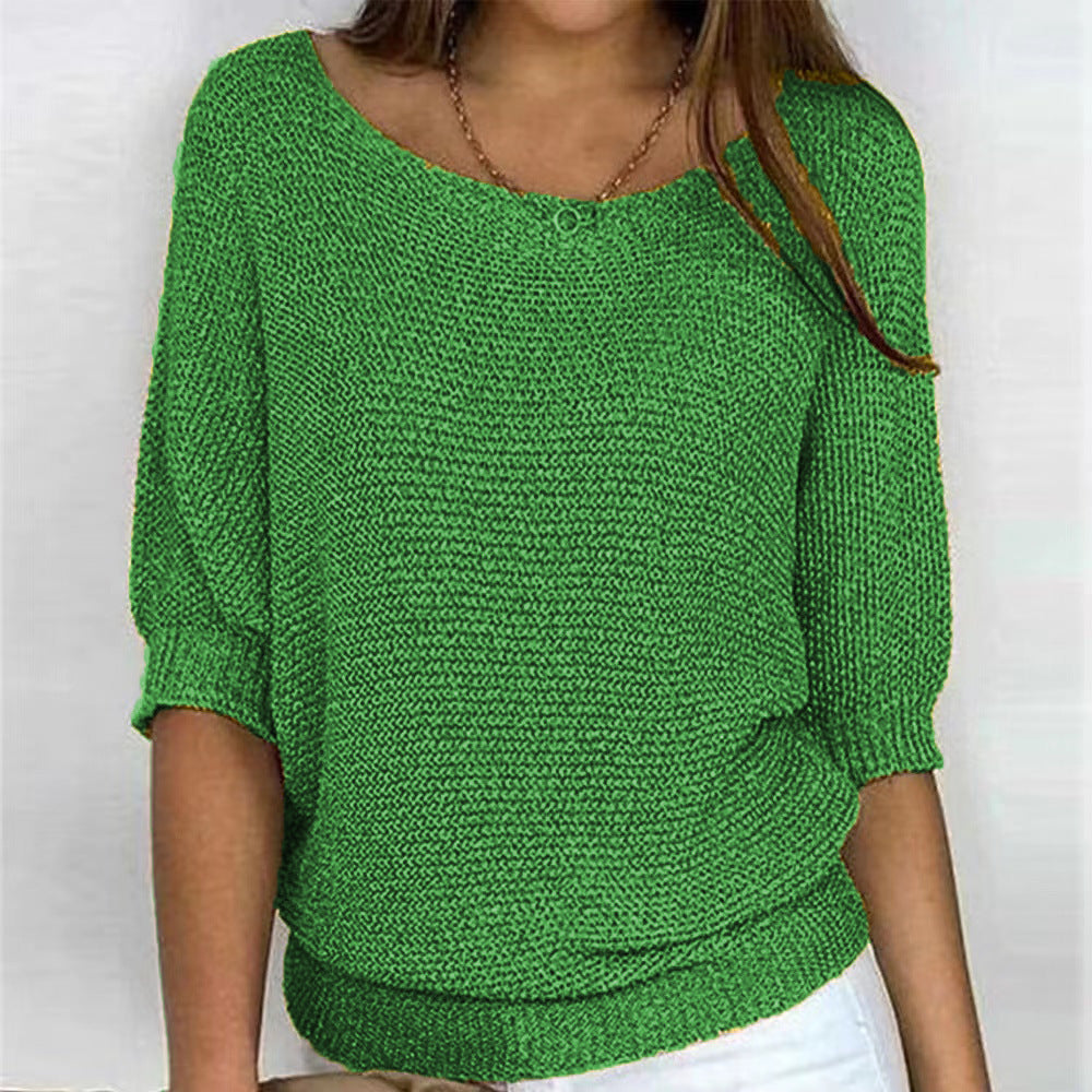 Pull en tricot ample pour femme avec manches 3/4