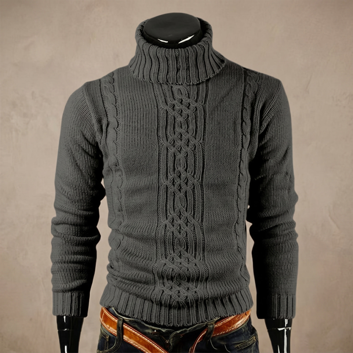 Pull en tricot de coton torsadé pour homme | Pull d'hiver chaud et décontracté