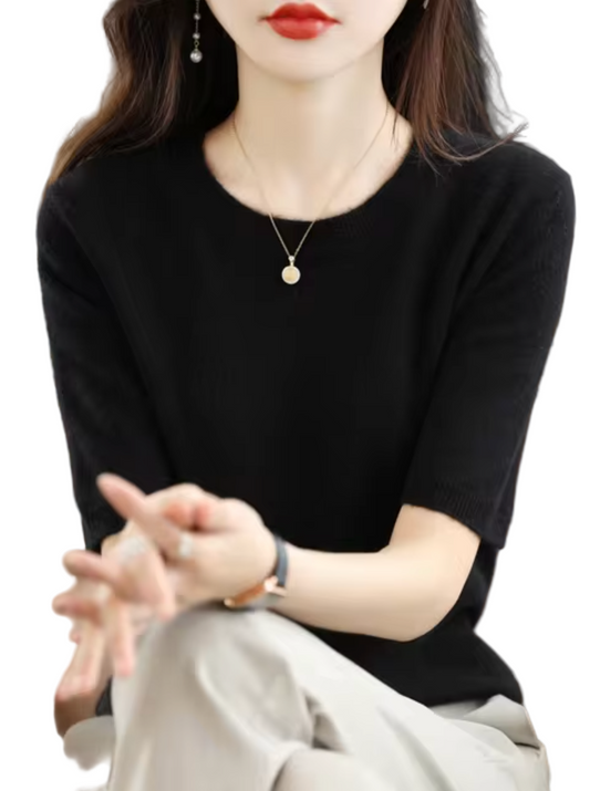 Pull femme à manches courtes