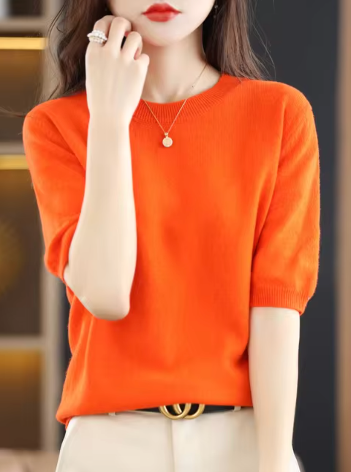 Pull femme à manches courtes
