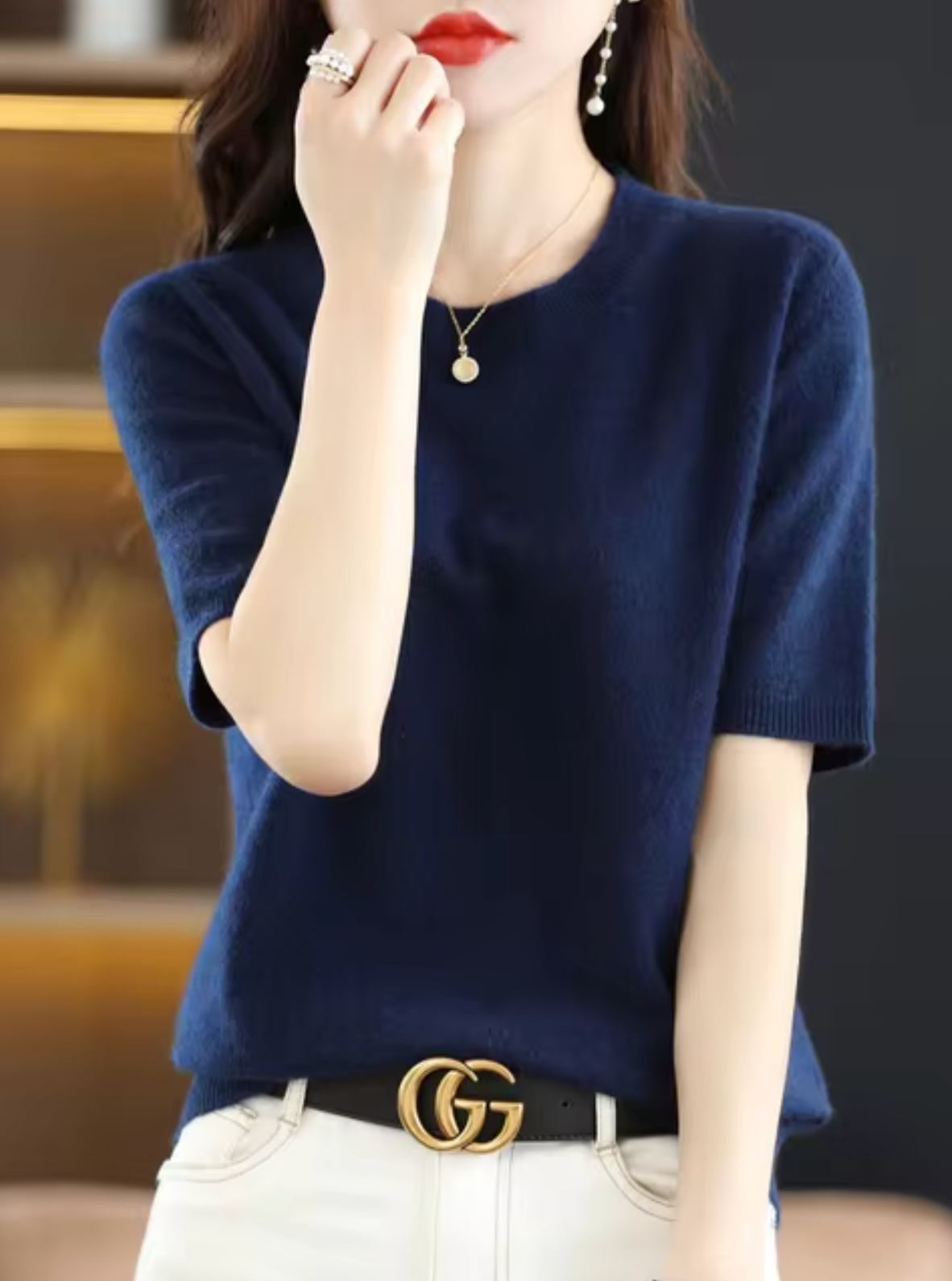 Pull femme à manches courtes