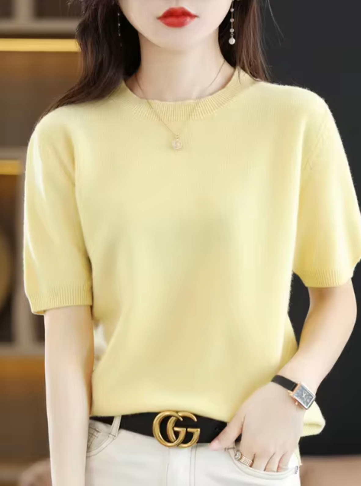 Pull femme à manches courtes