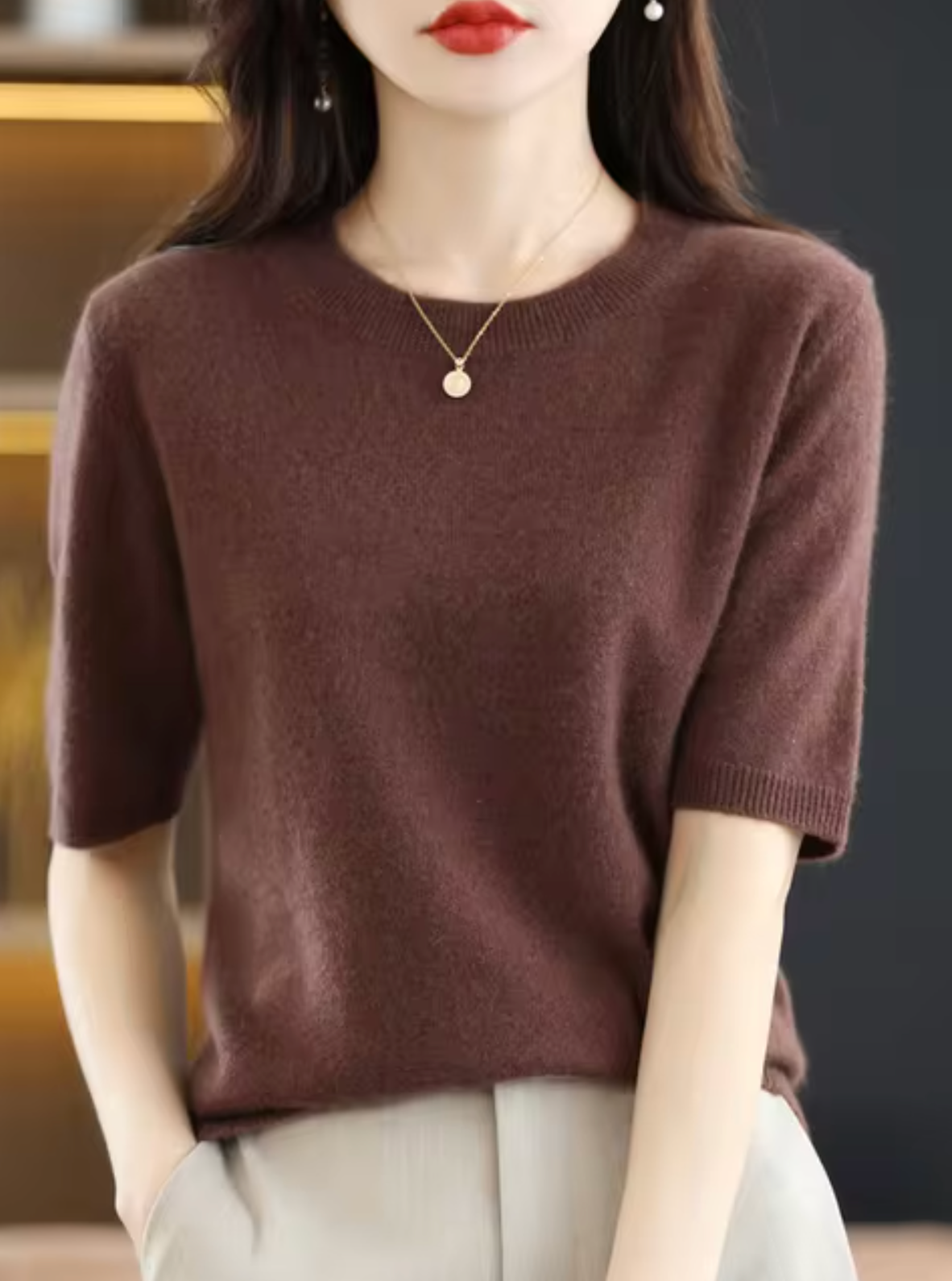 Pull femme à manches courtes