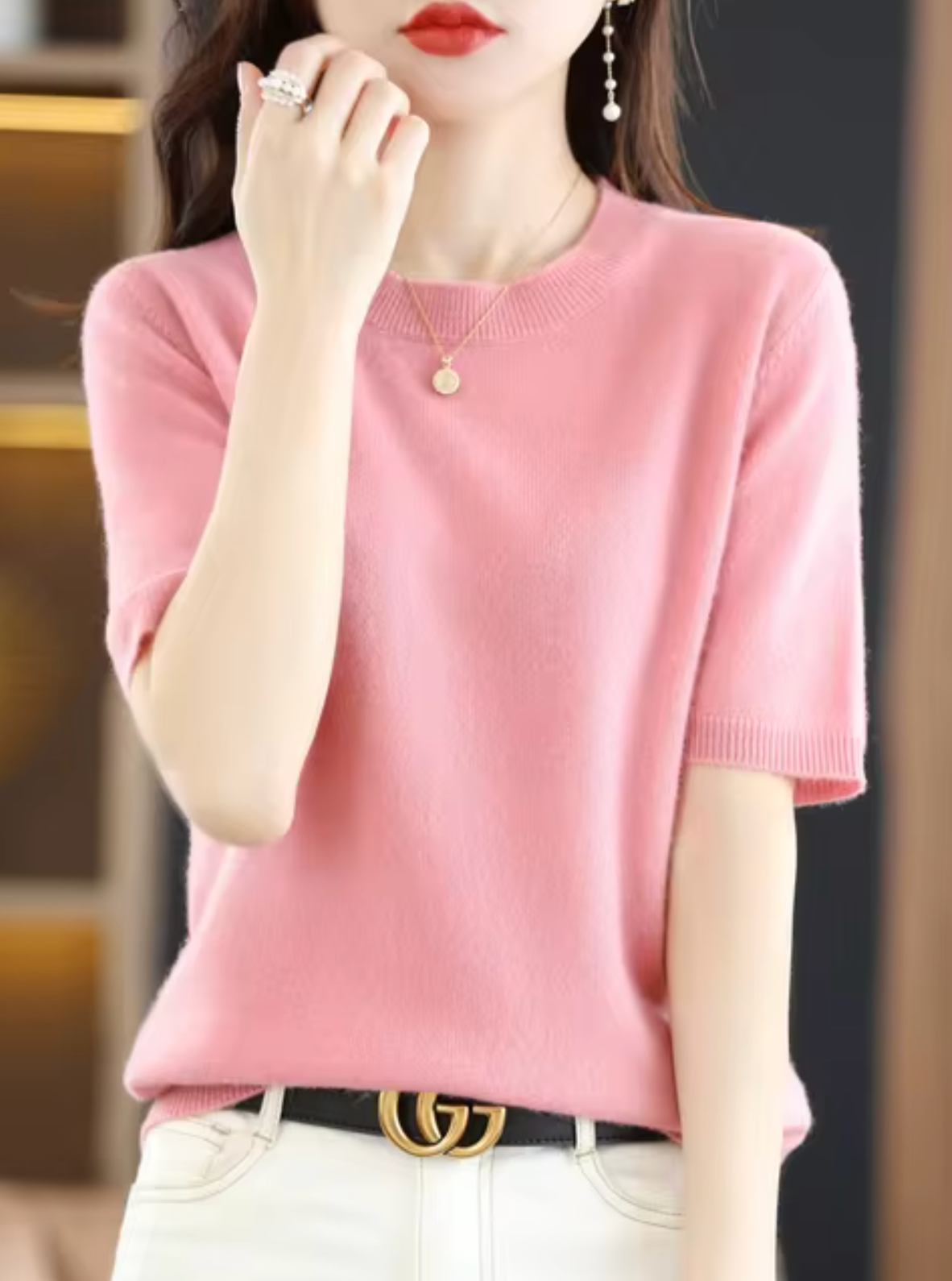 Pull femme à manches courtes
