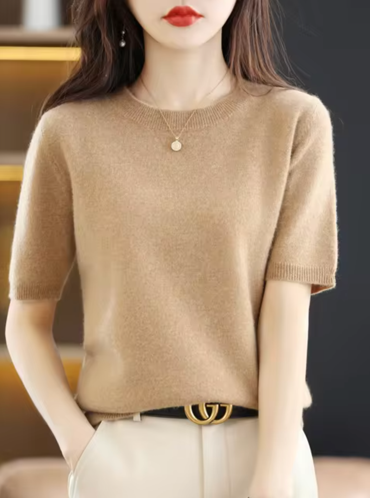 Pull femme à manches courtes