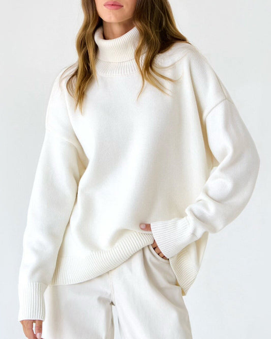 Pull femme oversized col roulé